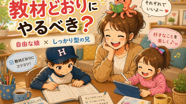こどもちゃれんじは教材通りにやらないとダメ？好きにやらせた娘と、しっかり型の兄