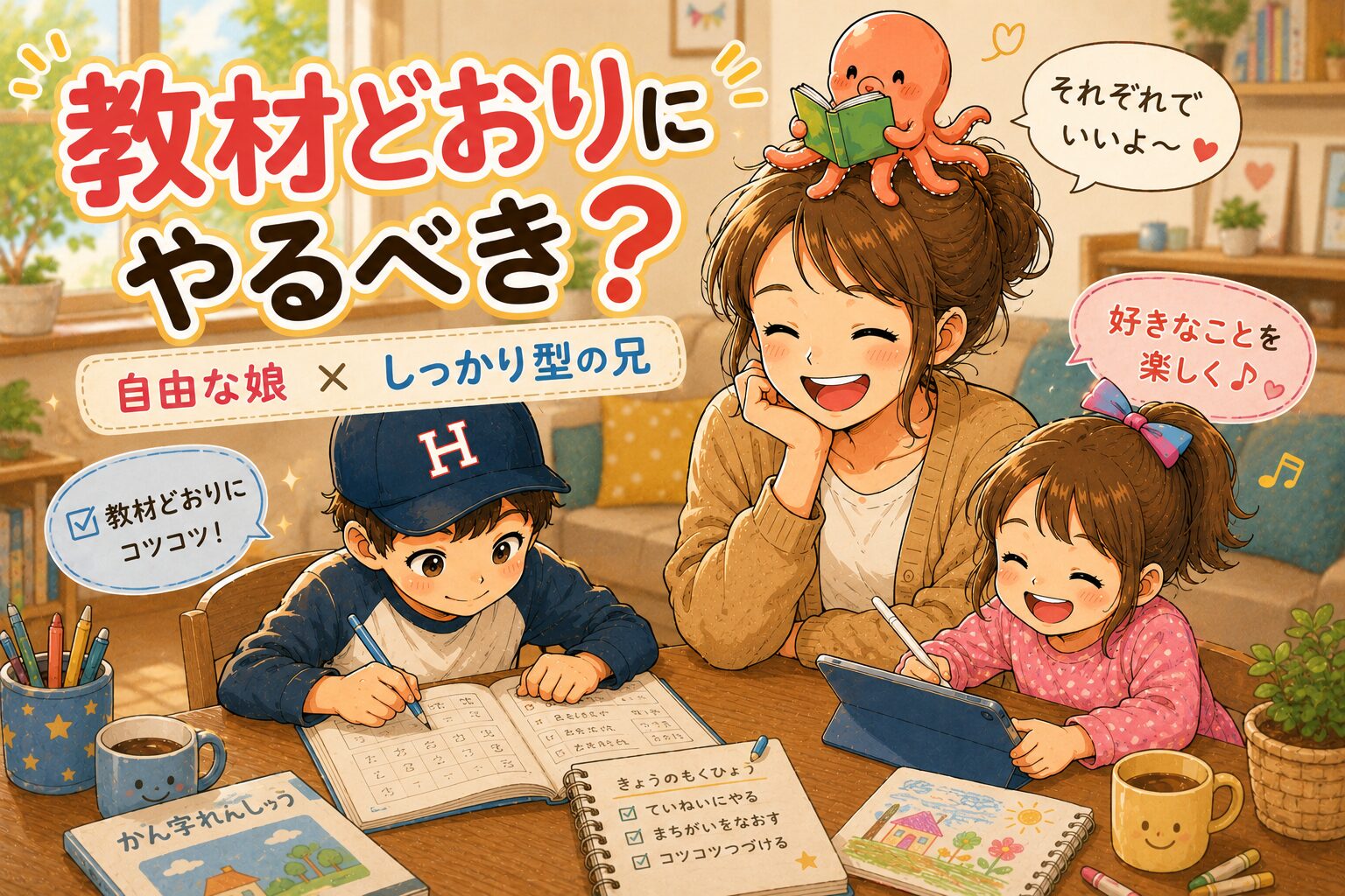 こどもちゃれんじは教材通りにやらないとダメ？好きにやらせた娘と、しっかり型の兄