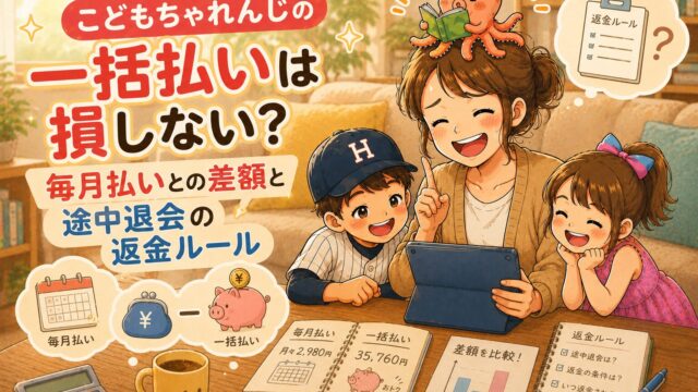 こどもちゃれんじの一括払いは損しない？毎月払いとの差額と途中退会の返金ルール