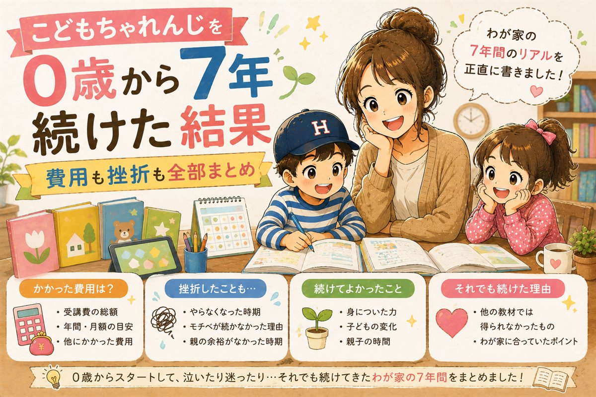 こどもちゃれんじを0歳から7年続けた母と、小2の息子・年長の娘